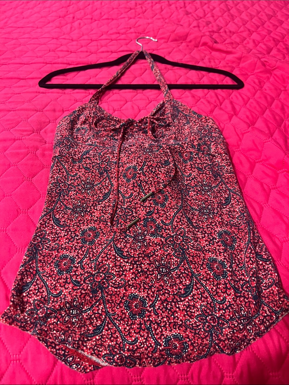 Free People Rust Floral Halter Top.